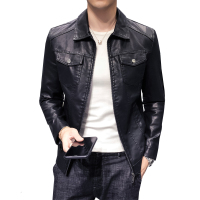孟康(MENGKANG)男士皮衣机车款帅气2022新款秋冬修身皮夹克男士潮流休闲皮衣外套