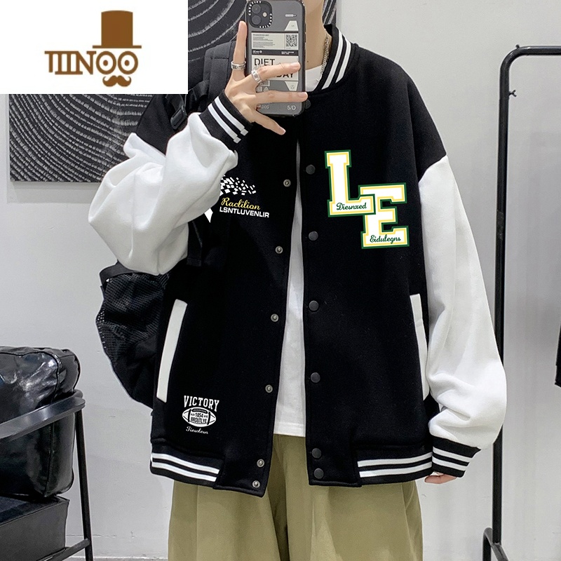 YANXU美式街头棒球服男士潮牌宽松休闲夹克外套青少年百搭上衣服高清大图