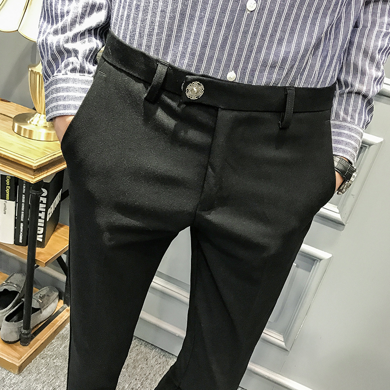 2018春装男士帅气型师夜店理师团队班服休闲青年西裤男长裤子