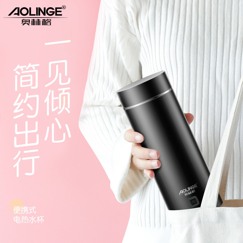 奥林格(AOLINGE) MX-S30小型电热杯便携式旅行电热水杯煮粥加热迷你烧水壶旅游电热水壶350ml 幻夜黑