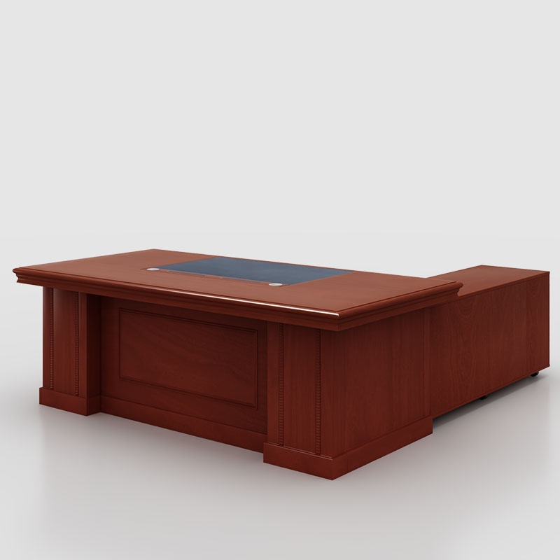 臻远ZY-DBT-13油漆家具老板桌大班台办公桌主管经理桌含副柜2.2米高清大图