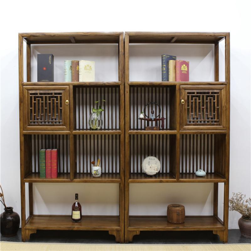 森美人新中式禅意博古架实木书柜置物架展示柜落地柜茶叶展示柜隔断货架 款式七1对1米以下