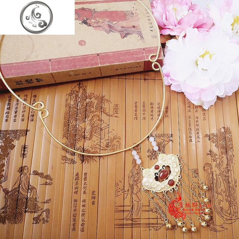 高品质纯铜款 红楼梦贾宝玉 薛宝钗璎珞通灵宝玉项圈 长命锁项链 jimi