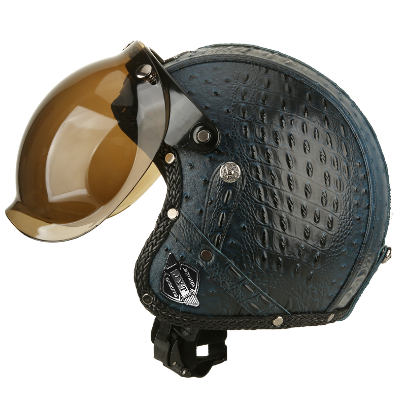 德式复古哈雷头盔男女四季机车电动摩托车3/4盔半包安全帽