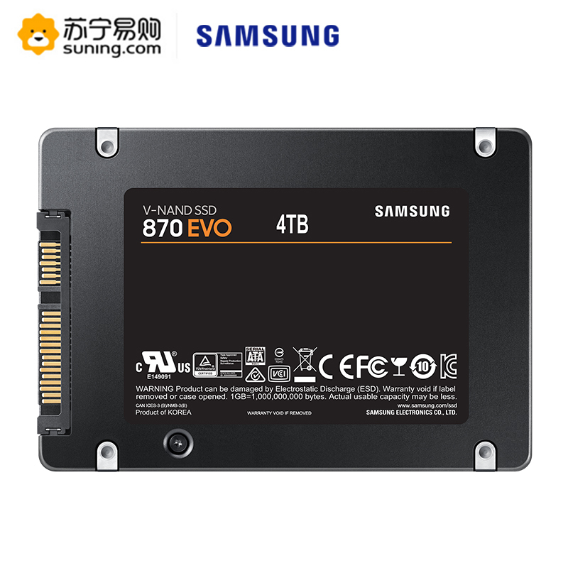三星(SAMSUNG) 870 EVO 4T固态硬盘sata3.0接口 2.5“台式组装机笔记本电脑ssd固态硬盘(MZ-77E4T0BW)