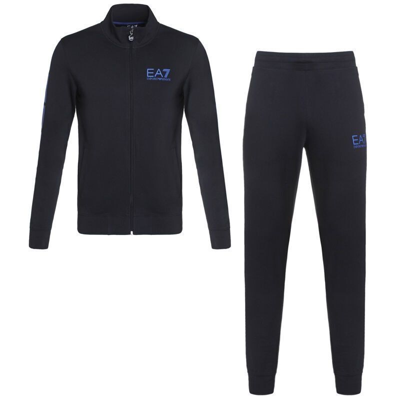 EMPORIO ARMANI EA.7阿玛尼男士黑色深蓝色棉质拉链卫衣运动裤套装轻奢品6XPV59PJ05Z 特价