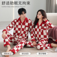 结婚睡衣新婚情侣套装棉质婚用大红色喜庆新娘陪嫁高档家居服男女 XL G2402女