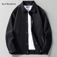 La Chessiers官方冬季男士外套行政上衣2024新款翻领春秋季中老年爸爸装休闲茄克