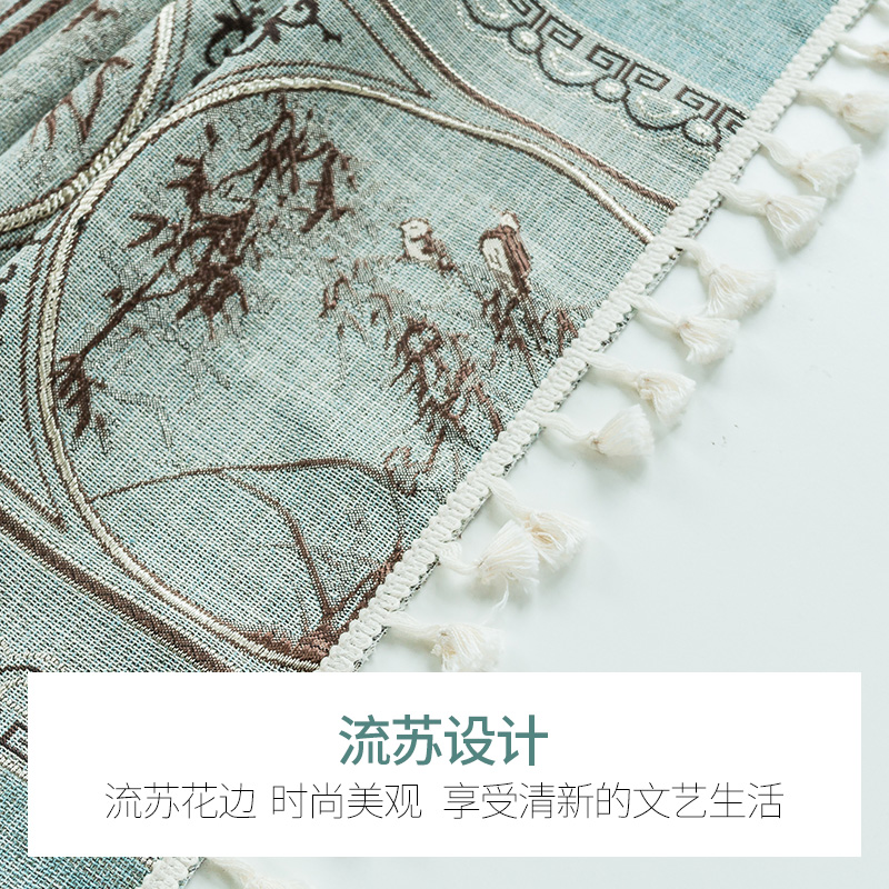 美帮汇中国风餐桌布艺现代简约茶几桌布棉麻小清新长方形台布正高清大图