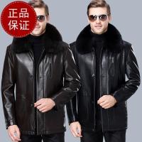 免费试穿冬装海宁绵羊皮羽绒服男 真皮皮衣男皮毛一体男士外套冬款加厚加绒羊羔毛爸爸装防寒加棉外套中年商务休闲冬装外套男