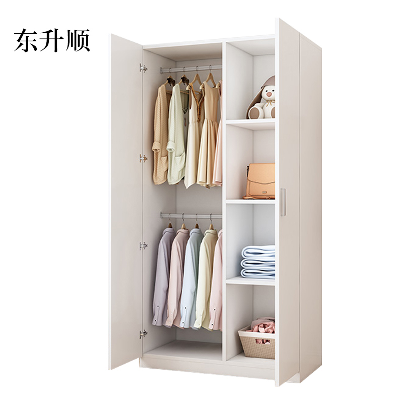 东升顺家用衣柜简约储物柜更衣柜2门1.8高宽80深40暖白色