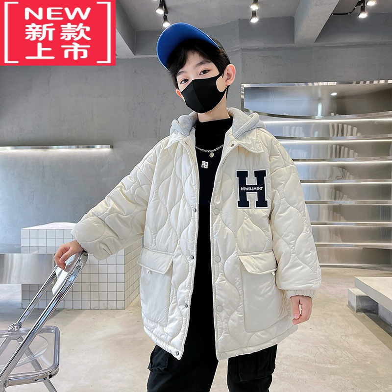 可莉允男童春秋冬款风衣外套中大儿童装男孩洋气夹棉衣薄棉服大衣潮8岁9