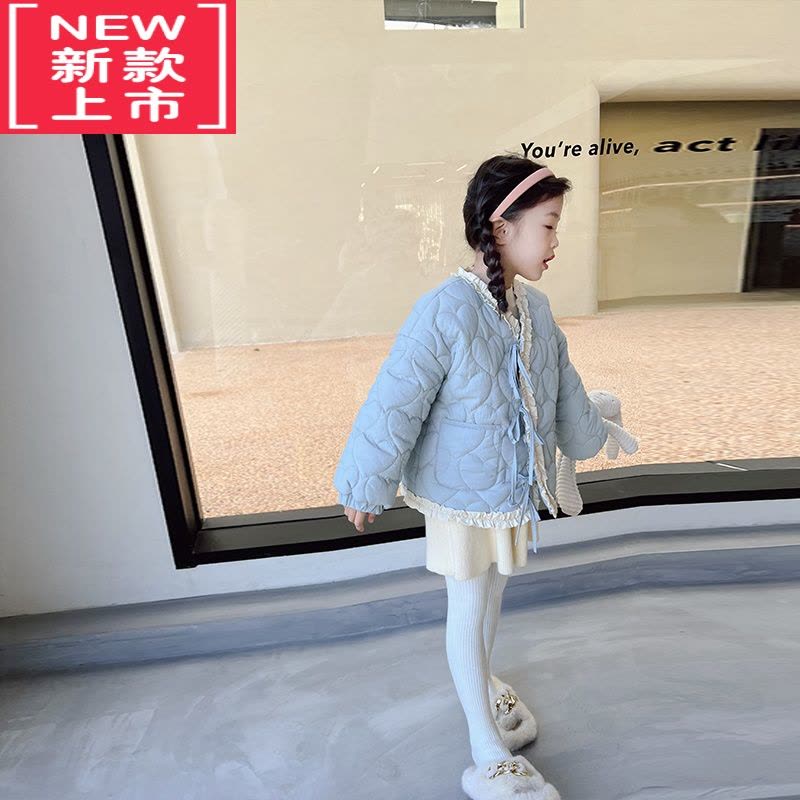 可莉允女童加绒棉服2022冬季新款儿童甜美外套宝宝加厚保暖上衣潮图片