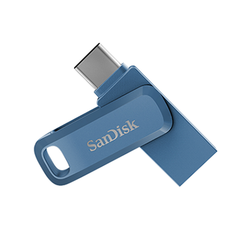 闪迪(Sandisk)128GB U盘 至尊高速酷柔Type-C接口手机电脑两用双接口OTG内存扩容 蓝色