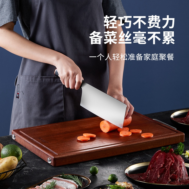 炊大皇菜刀家用锋利防锈砍骨切菜刀 厨师专用砍骨刀切片刀三德刀五件套装FM29768