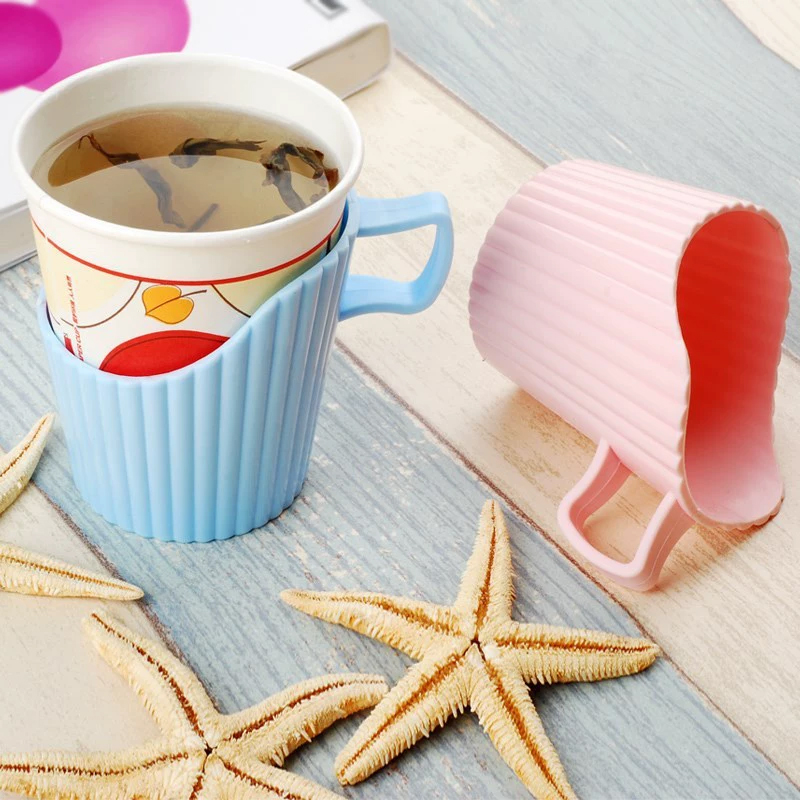 宜洁 杯托一次性纸杯杯架杯拖塑料杯套办公室家用 6只 1包高清大图