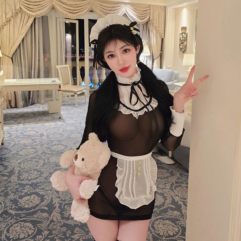 长夜漫漫性感网纱透视包臀连衣裙娇俏女仆火辣情趣内衣制服装1714高清大图