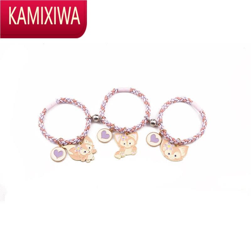 KAMIXIWAins网红琳娜贝尔情侣小皮筋送男朋友可爱小狐狸闺蜜磁吸三人手链图片