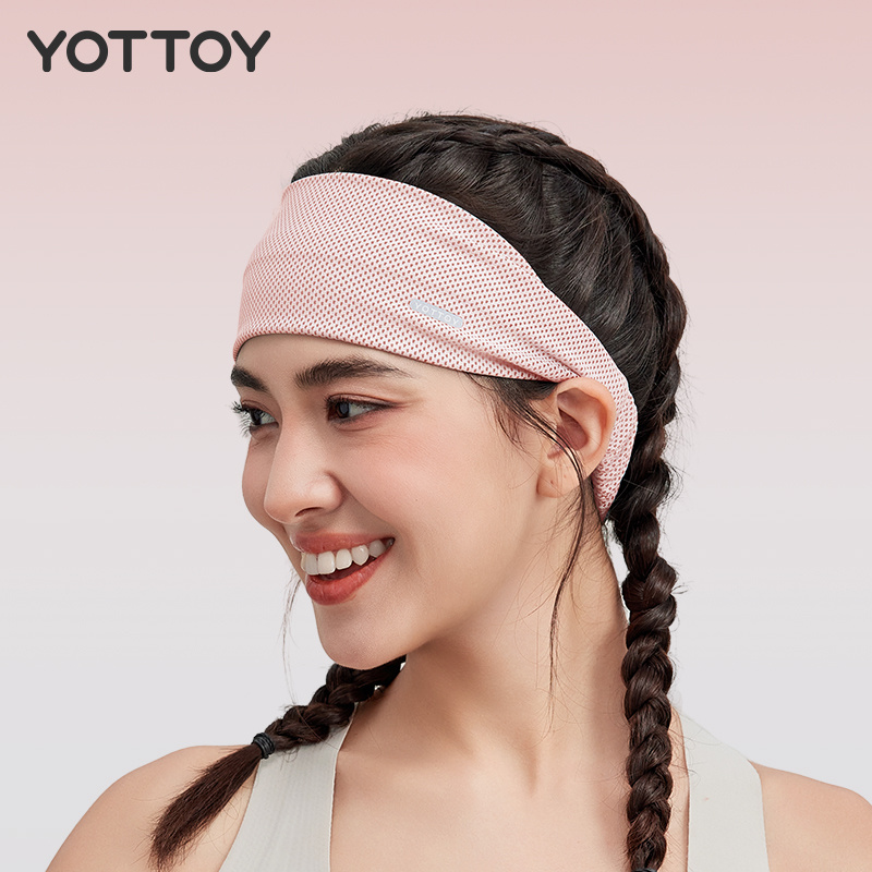 yottoy运动发带凉感头带止汗带吸汗头巾女导汗带跑步健身羽毛球瑜伽防汗 凉感发带-藕粉色
