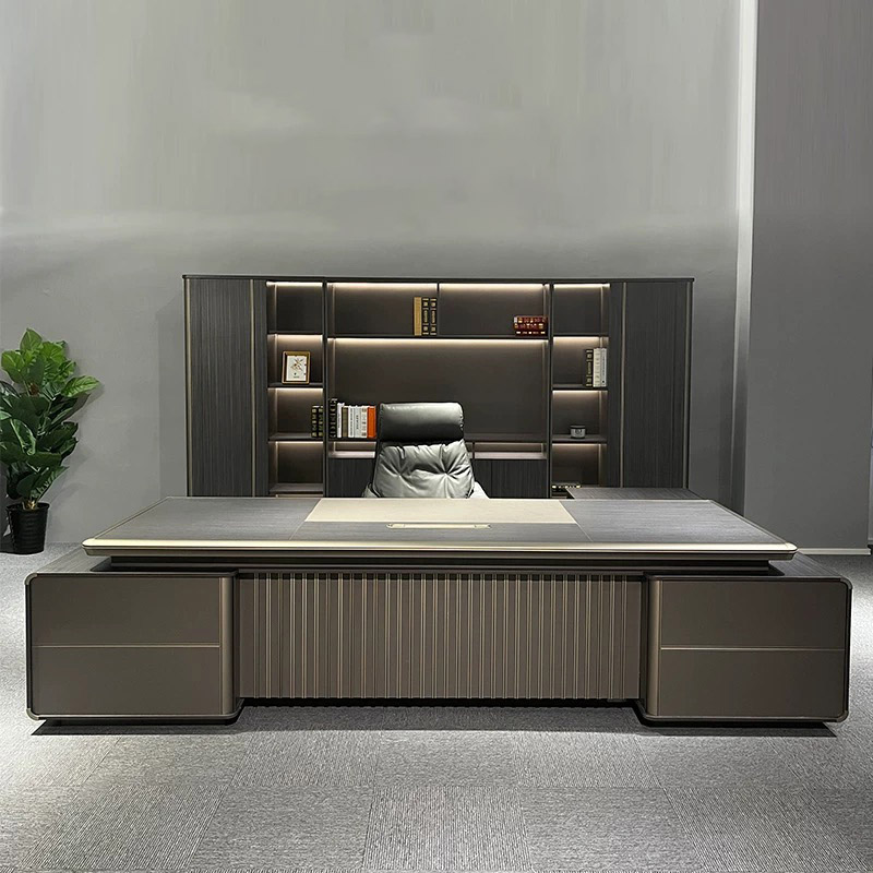 质凡轻奢高级感经理主管桌文件柜高清大图