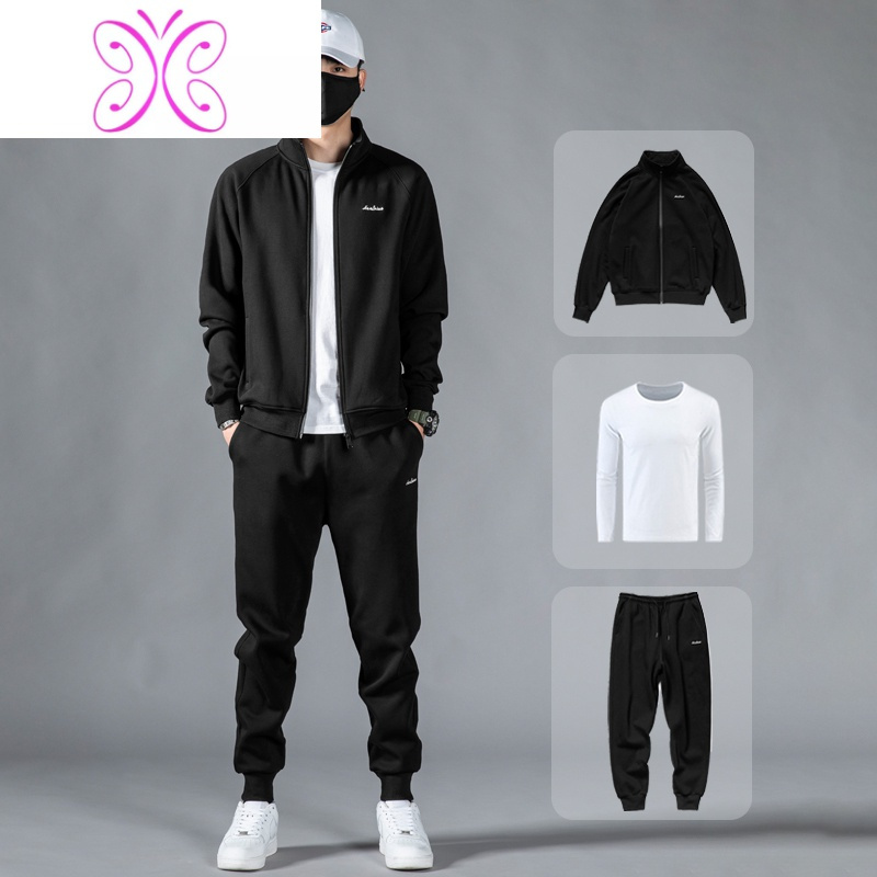 卫衣男士2020秋冬加绒加厚潮流外套春装男生一套搭配休闲运动套装卫衣