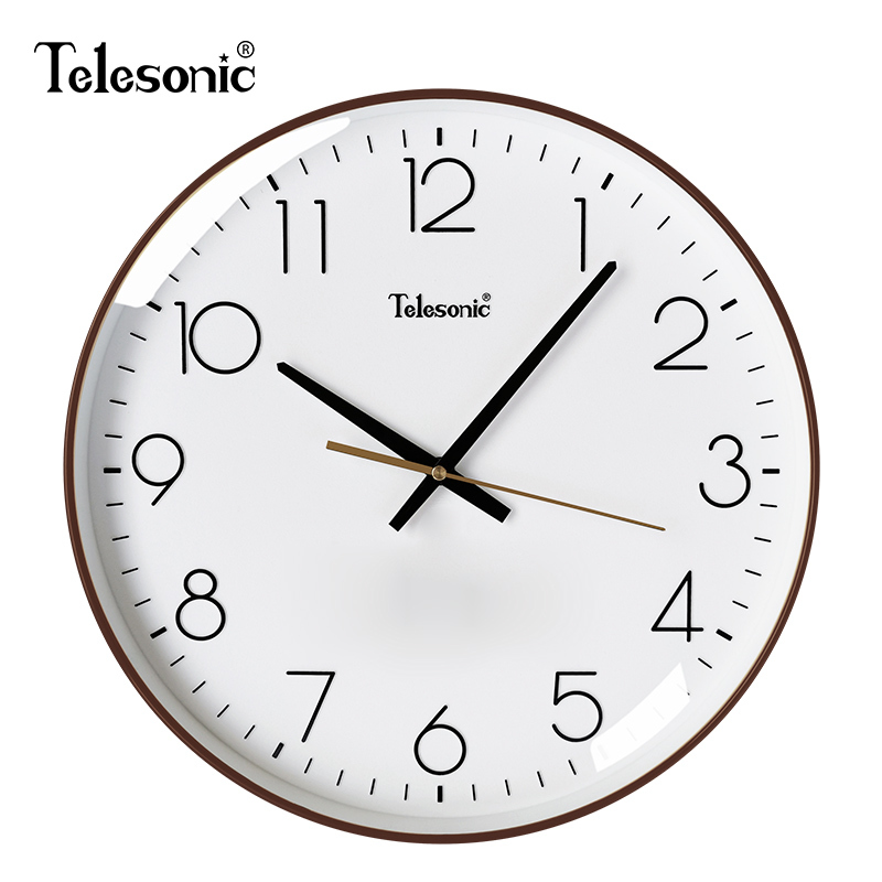 天王星(Telesonic)客厅挂钟北欧风简约时钟卧室钟表书房餐厅壁钟轻奢创意石英钟