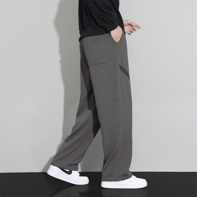 秋冬新品休闲裤男宽松直筒百搭时尚潮牌系带高级感高街阔腿裤男装高清大图
