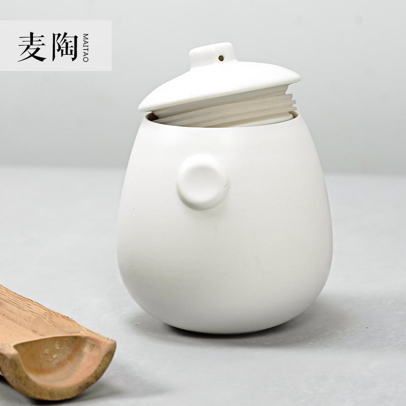 美帮汇陶瓷茶叶罐定窑亚光储物罐密封醒茶罐 普洱茶叶包装袋茶叶罐高清大图