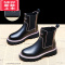 可莉允女童靴子2022秋冬季新款儿童鞋短靴中大童皮靴加绒防滑女孩马丁靴