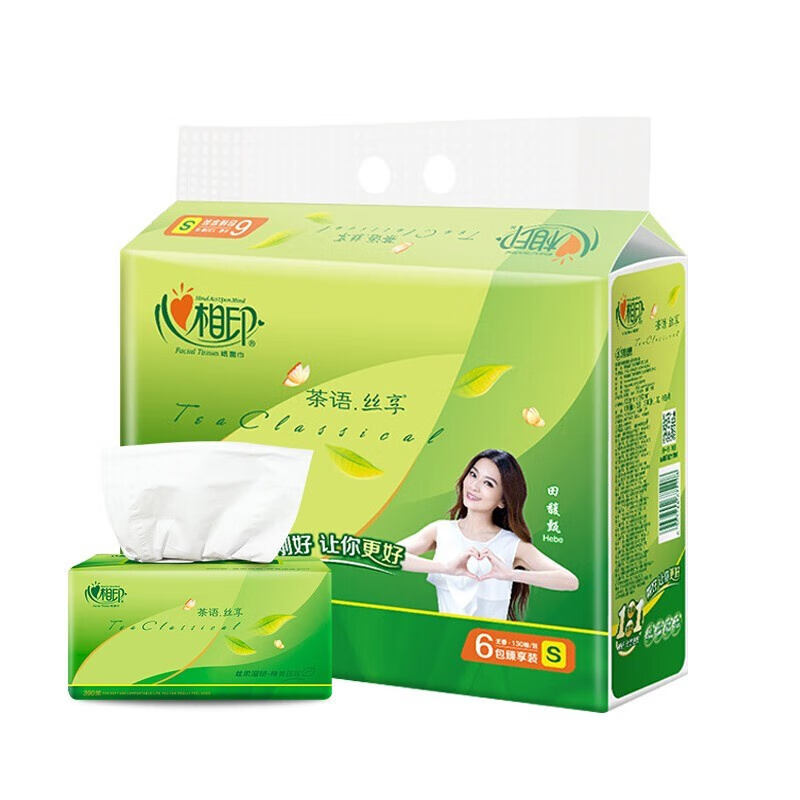 心相印抽纸 DT15130(提装)心相印茶语丝享系列130抽三层塑装纸面巾6包