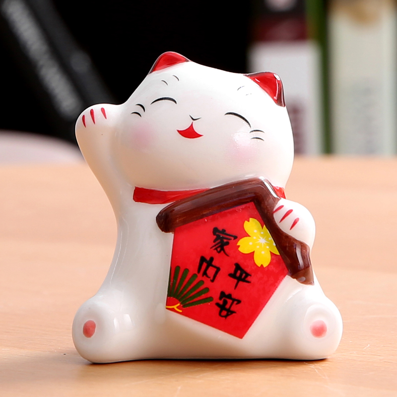 猫开业摆件 日本陶瓷家居客厅进宝 店铺小号创意生日礼品 三维工匠 家内平安猫高清大图