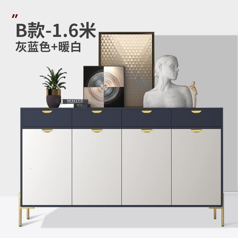 森美人轻奢鞋柜家用口大容量窄简约现代厅柜入户进实木北欧玄关柜 1.6米B款灰蓝色+暖白组装