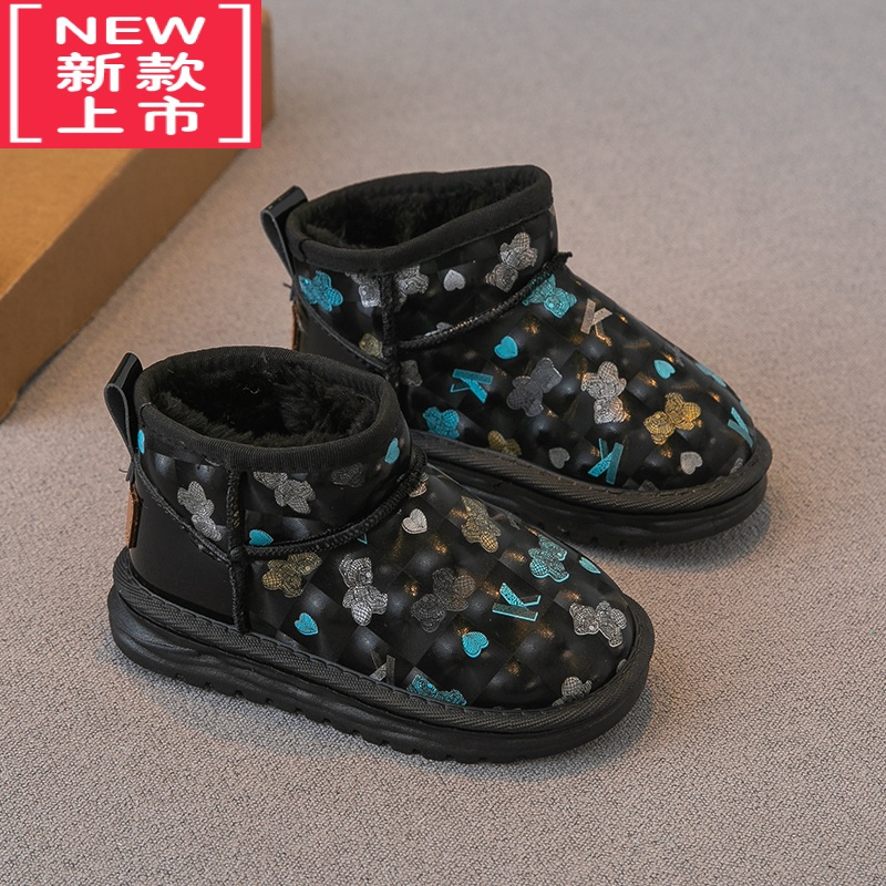 可莉允儿童马丁靴2022冬季新款童鞋男童靴子女童短靴加绒加厚棉鞋防水潮