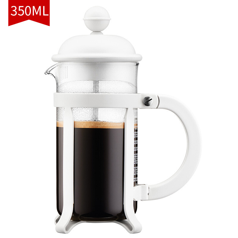 BODUM波顿 欧洲原装进口 法压壶手冲壶咖啡具过滤杯咖啡壶350ml 家用便携滤压茶壶1903-913白色