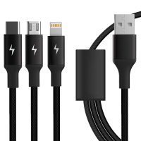 ESCASE 数据线三合一苹果充电器线一拖三适用Type-c安卓iPhone11华为Mate30/p40小米快充多功能