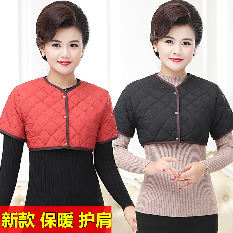 迪鲁奥(DILUAO)[品质女装]妈妈丝绵护肩中老年女装保暖睡觉马夹冬季中年护肩膀颈椎坎肩马甲