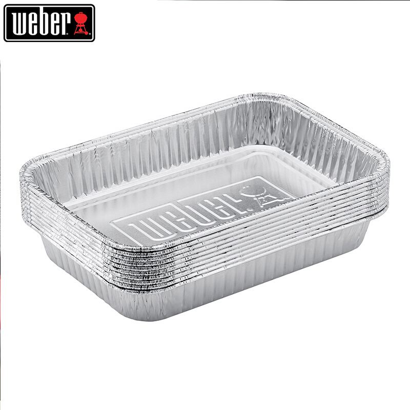 威焙(weber)加厚烧烤铝箔集油盘烘焙盒子烤肉烤鱼铝箔纸盘10个装 大号
