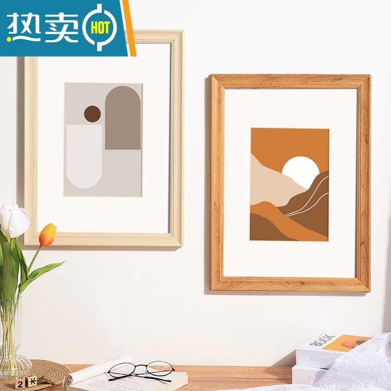 敬平木质大相框画框挂墙a3A4纸作品装裱四开8K展示16寸海报外框架定制 945-木纹色 32寸(可放尺寸60.2*80高清大图