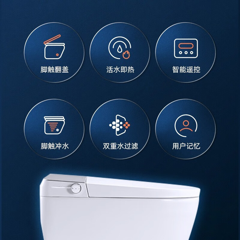 惠达智能马桶卫浴一体式智能马桶烘干除臭脚踢翻盖冲水电动坐便器ET65N-Q
