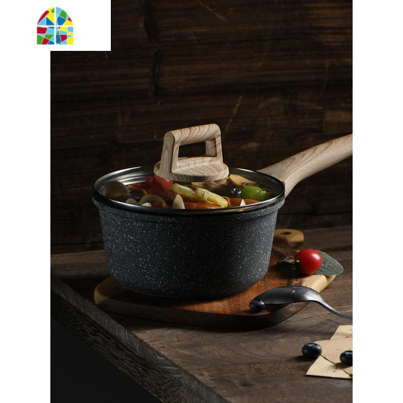 迷你小奶锅婴儿宝宝辅食锅煮泡面锅不粘锅热牛奶锅 FENGHOU 16CM麦饭石奶锅2019图片