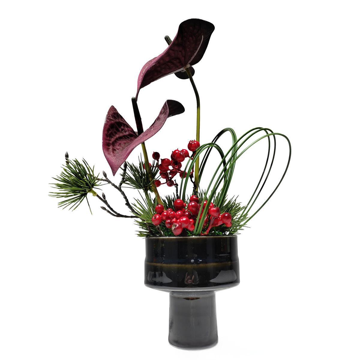 小窝厘 现代轻奢仿真花家居装饰样板房客厅餐桌摆件(陶瓷花器+仿真花)A款货号1445