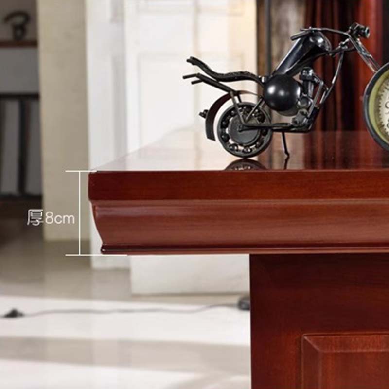 鑫升顺老板桌大班台总裁桌椅组合贴实木皮办公桌简约单人主管经理桌1.8米整套+椅子+五门书柜高清大图