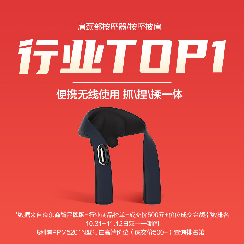 飞利浦(PHILIPS)5201N 颈椎按摩器 斜方肌按摩披肩颈按摩器颈部按摩仪 腰部揉捏热敷 生日礼物礼品送父母长辈高清大图