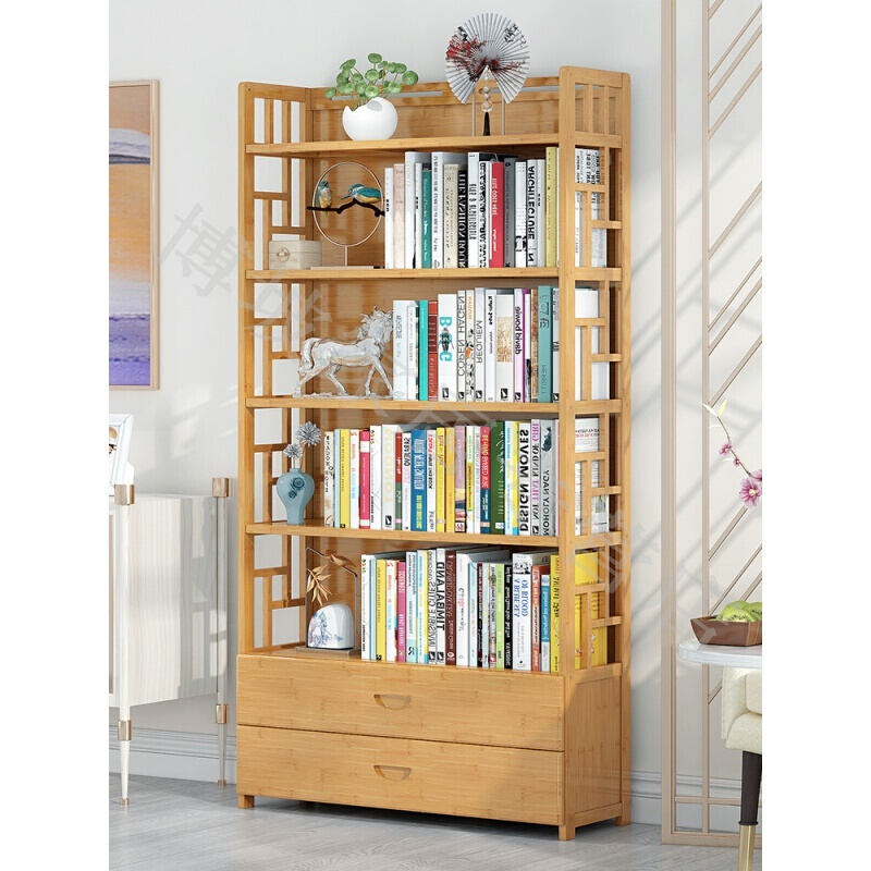 书架置物架落地简易家用桌上学生书柜现代简约落地竹子书架省空间安心
