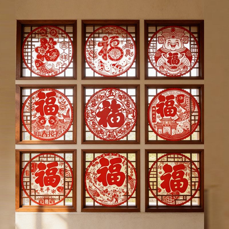 臻远 ZY-JQ10 静电窗花混装 280*280mm 20个/包(单位: 包) 红色高清大图