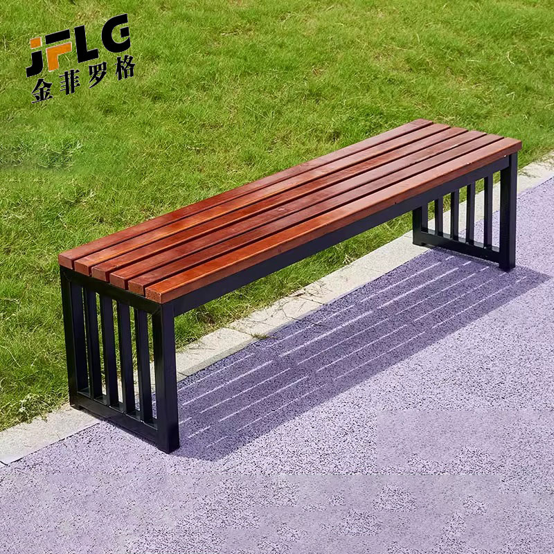 苏宁 金菲罗格 办公家具 户外公园防腐木长椅室外长条凳高清大图