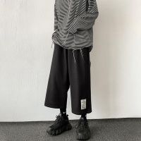 黑色 S 坠感阔腿工装七分裤男ins潮流夏季休闲短裤潮牌宽松直筒裤子嘻哈