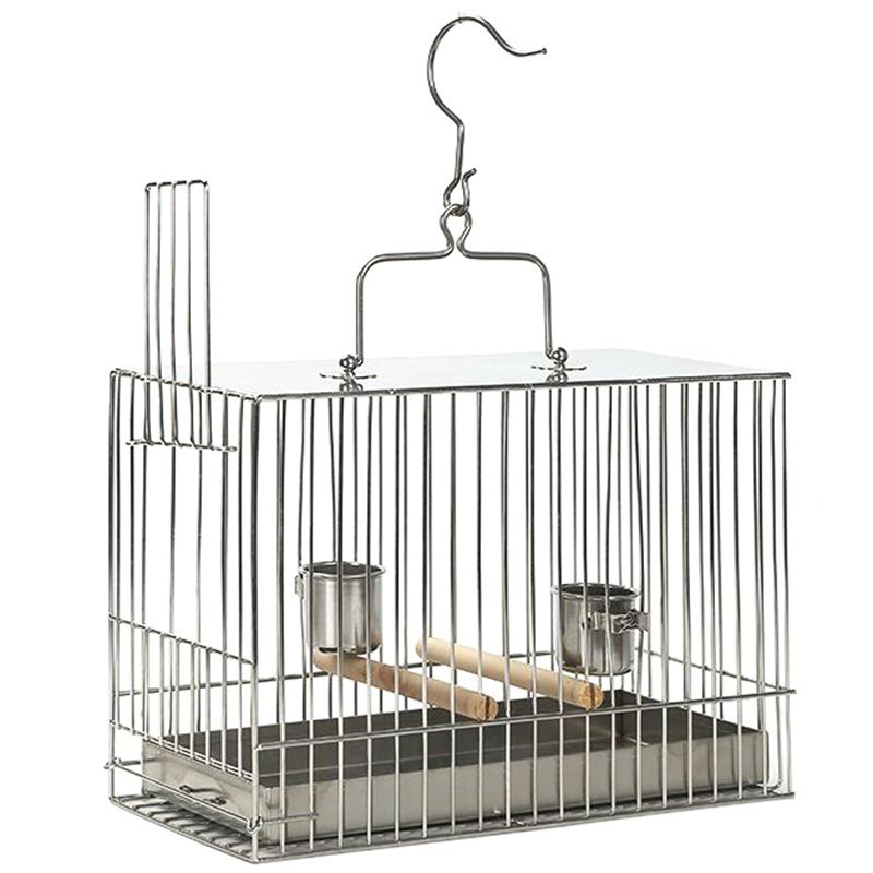 不锈钢洗澡笼鹩哥画眉绣眼靛颏雀大中小号鸟笼便携沐浴笼高清大图