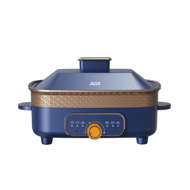 ACA北美电器鸳鸯锅电火锅5.5L大容量8cm加深锅体电煮锅炖煮涮不粘小电锅 ALY-H55HG67J高清大图