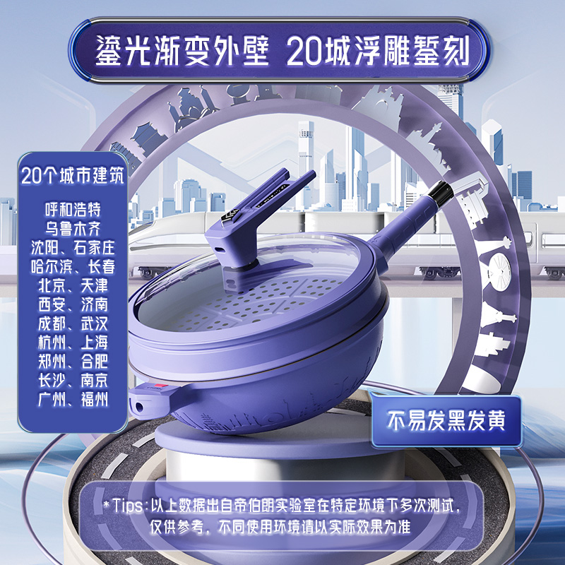 帝伯朗城际系列 八合一浮雕多用锅火32cm紫色DBL-CJG03高清大图